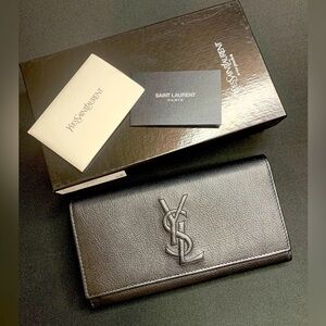 Yves Saint Lau Black Grain Wallet